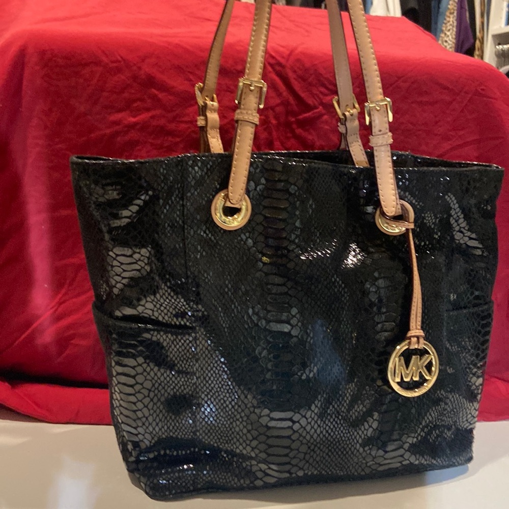 Michael Kors Black Snake Skin Shoulder Bag